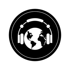 Isolated earth with headphones. Vector illustration design