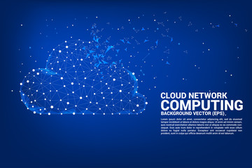 Poster - Cloud computing network concept polygon dot connected line. Concept of cloud server, Storage and data