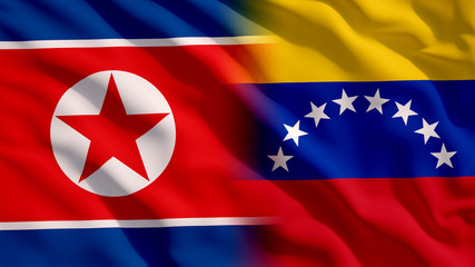 Wall Mural - Waving North Korea and Venezuela Flags