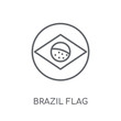 Brazil flag linear icon. Modern outline Brazil flag logo concept on white background from Culture collection