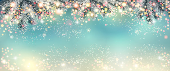 Poster - Abstract holiday christmas light panorama. Vector illustration