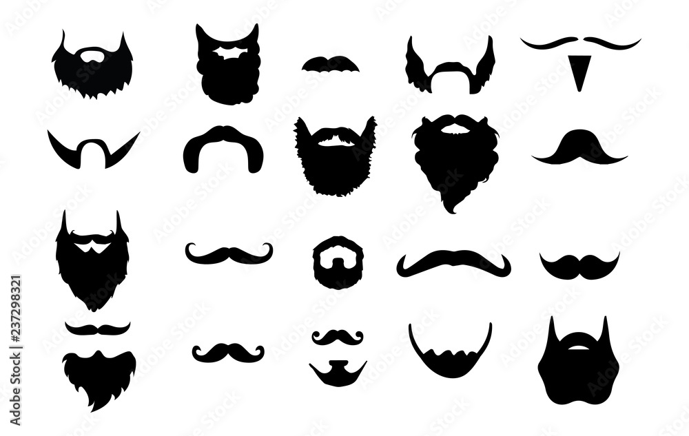 Set of 20 Beards & Mustaches - obrazy, fototapety, plakaty 