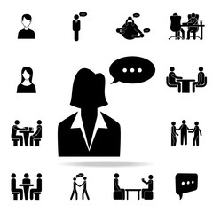 Poster - business woman with a communication bubble icon. Detailed set of conversation icons. Premium graphic design. One of the collection icons for websites, web design, mobile app
