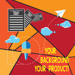 Leinwandbilder - Writing note showing Your Background Your Product. Business photo showcasing Things you have done and learn in your business Information Passing through Cloud Hosting Fast delivery of Data