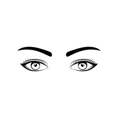 Poster - Realistic woman eyes black and white vector illustration on white background