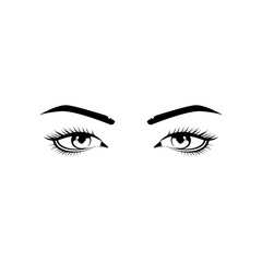 Poster - Realistic woman eyes black and white vector illustration on white background