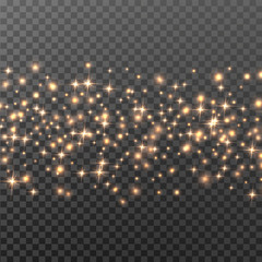 Wall Mural - sparks and golden stars glitter special light effect. christmas sparkling magic dust particles. vect