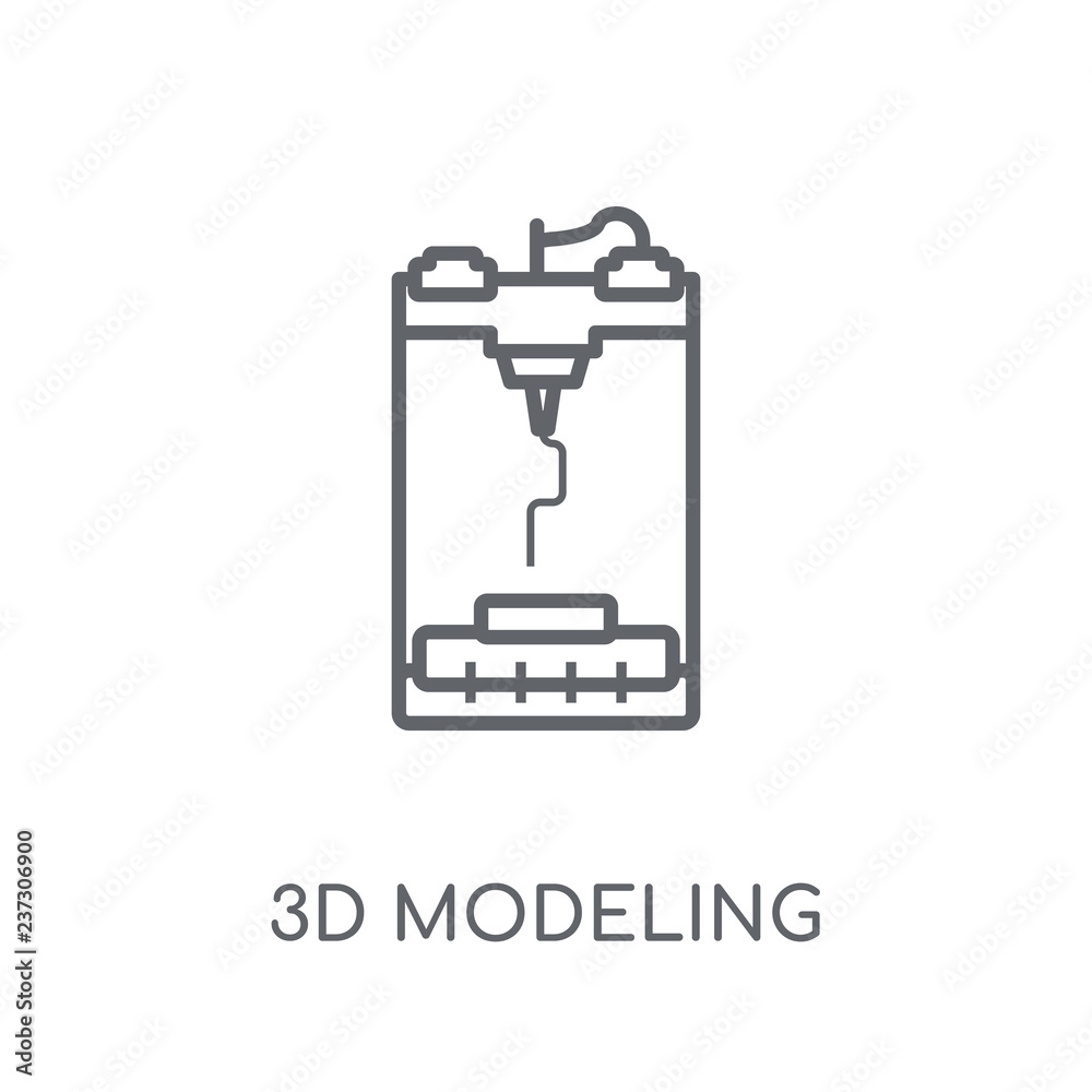 3d modeling linear icon. Modern outline 3d modeling logo concept on ...