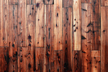 Wall Mural - Dark brown wood panel wall detail as background, Natural pattern, Coming from natural tree. with blank copy space.