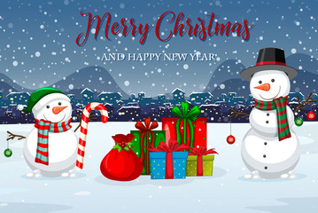 Wall Mural - Merry christmas winter template