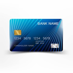 Wall Mural - Blue modern credit card design. With inspiration from the abstract. Glossy plastic style.