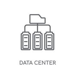 Wall Mural - Data center linear icon. Modern outline Data center logo concept on white background from Internet Security and Networking collection