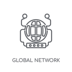 Global network linear icon. Modern outline Global network logo concept on white background from Internet Security and Networking collection