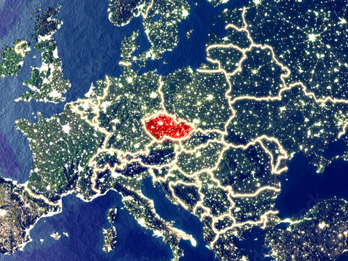 Photo Czech republic from space on Earth at night
