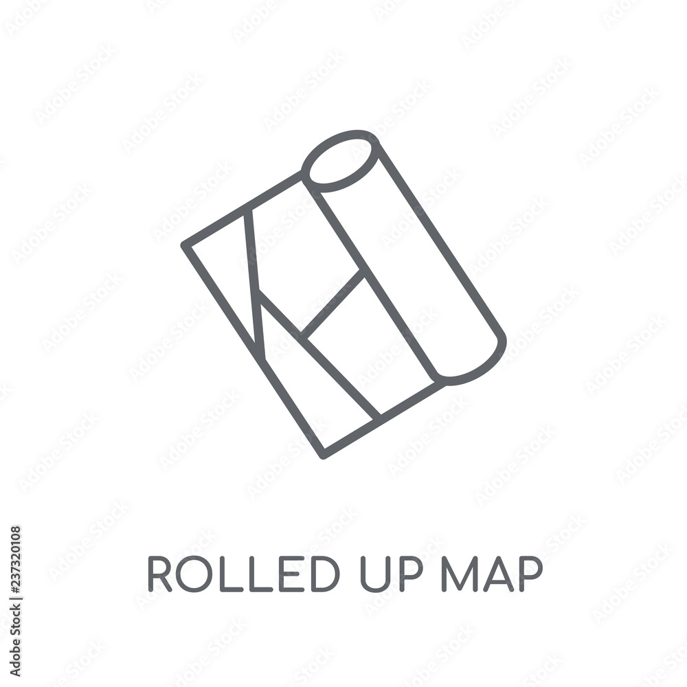 Rolled Up Map linear icon. Modern outline Rolled Up Map logo concept on ...