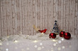 Grußkarte Weihnachten mit Vögelchen, Tannenbaum und Kugeln