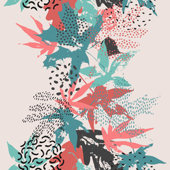  Abstract fall seamless pattern in retro colors.