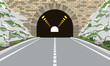 Tunnel and highway with flat and cartoon style. High detailed vector illustration.