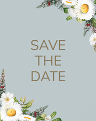 Sticker - Save the date wedding invitation mockup card vector