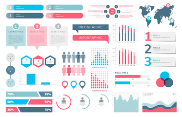 Sticker - Set of business infograph vectors