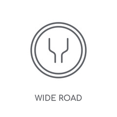 Wide road sign linear icon. Modern outline Wide road sign logo concept on white background from Traffic Signs collection