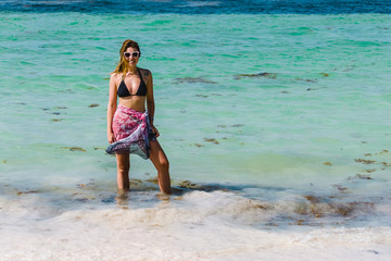 Sticker - Girl at Bavaro Beaches in Punta Cana, Dominican Republic