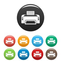 Poster - copier printer icons set 9 color vector isolated on white for any design