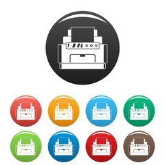 Poster - laser printer icons set 9 color vector isolated on white for any design