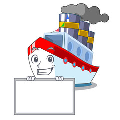 Poster - Grinning with board ship in the transportation ocean mascot