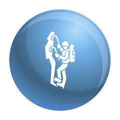Poster - Man climbing mountain icon. Simple illustration of man climbing mountain vector icon for web design isolated on white background