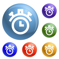 Poster - Stopwatch icons set vector 6 color isolated on white background