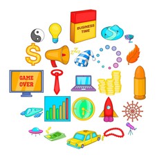 Poster - Note the time icons set. Cartoon set of 25 note the time vector icons for web isolated on white background