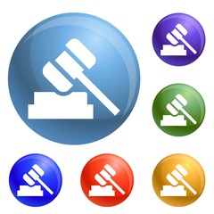 Poster - Judge hammer icons set vector 6 color isolated on white background