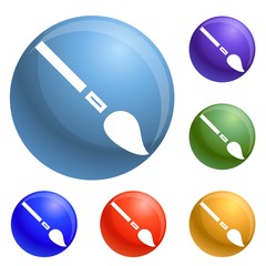 Poster - Pencil brush icons set vector 6 color isolated on white background