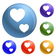 Poster - Heart shape icons set vector 6 color isolated on white background
