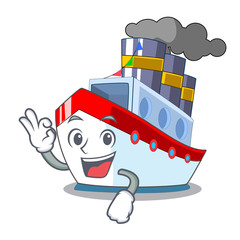 Sticker - Okay aerial in cartoon cargo ship view