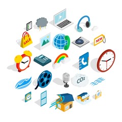 Poster - Season icons set. Isometric set of 25 season vector icons for web isolated on white background