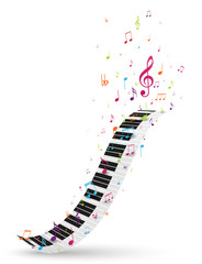 Wall Mural - Colorful music notes background