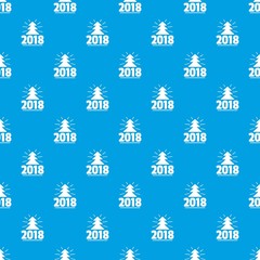 Wall Mural - Minimal christmas tree pattern vector seamless blue repeat for any use