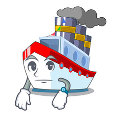 Sticker - Waiting ship contener a in shape cartoon