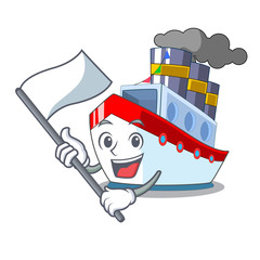 Wall Mural - With flag ship contener a in shape cartoon