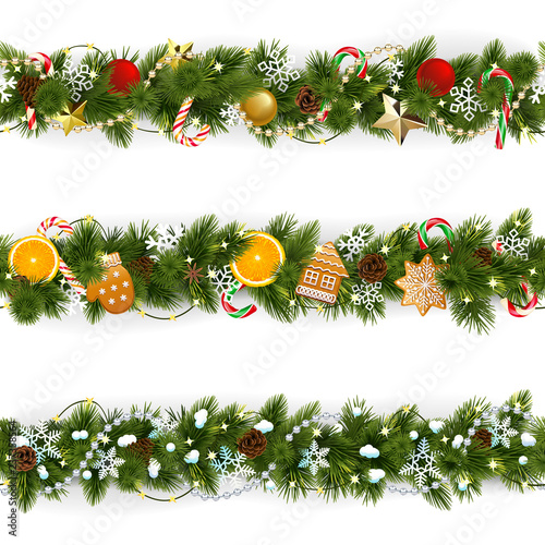 Stoffe zum Nähen Vector Pine Christmas Border