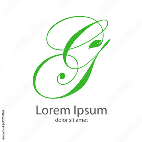 Logotipo Letra G Mayúscula Con Hojas En Color Verde Buy
