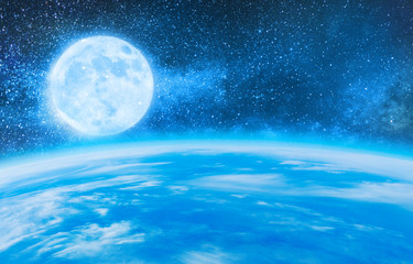 Wall Mural - earth and moon with starry sky