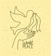 Wall Mural - hands with dove world peace