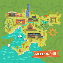 Melbourne,Australia Map With Landmarks,sightseeing