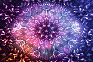 Poster - Abstract Artistic Digital Artwork Flowered Shaped On A Smooth colorful Background