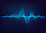 Fototapeta  - abstract digital green blue equaliser, sound wave pattern element