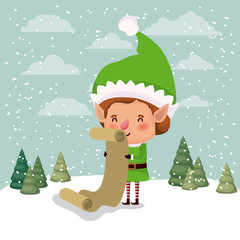 Wall Mural - cute santa helper with gifts list