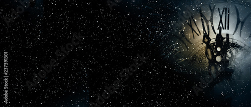 Fotografía Clock time at the midnight starry sky